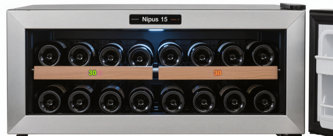 Nipus 15-Inch Wine Cooler: 30-Bottle, Dual-Zone Fridge